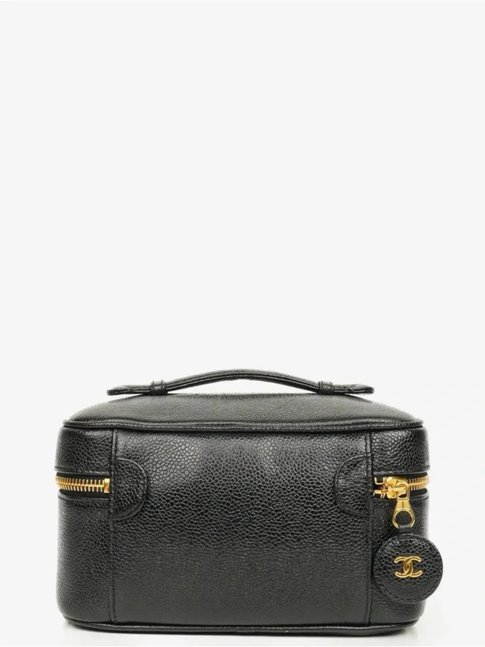 CHANEL Black Quilted Vanity Case with Gold Hardware